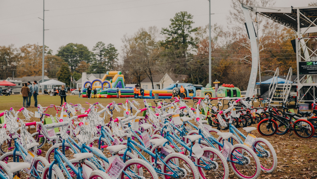 Outreach bicycles and community event setup