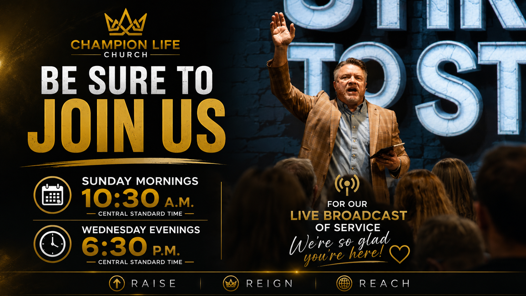 Champion Life Church — join us for our live broadcast